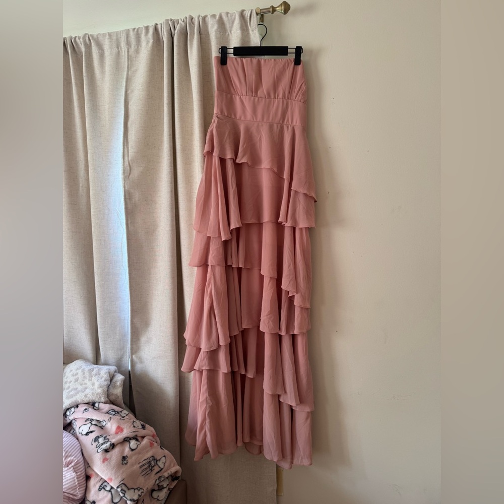 Lulus Gorgeous Essence Blush Strapless Tiered Maxi Dress brand new!!!